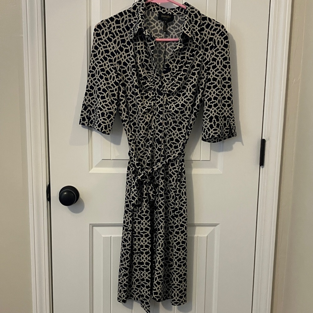 Laundry By Shelli Segal Black and White Midi Dress